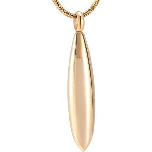 IJD9995 Bullet Memorial Ashes Locket Keepsake Gold Stainless Steel Cylinder Cremation Urn Pendant Souvenir Jewelry