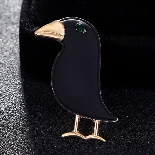 Jet Color enamel birds brooches for mens jewelry small cartoon womens Broche Pin for Women and Men Accessories Scarf Buckle