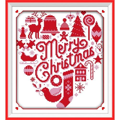 Joy Sunday Merry Christmas Chinese Cross Stitch Kits Ecological Cotton Stamped Printed 14CT 11CT DIY Wedding Decoration For Home