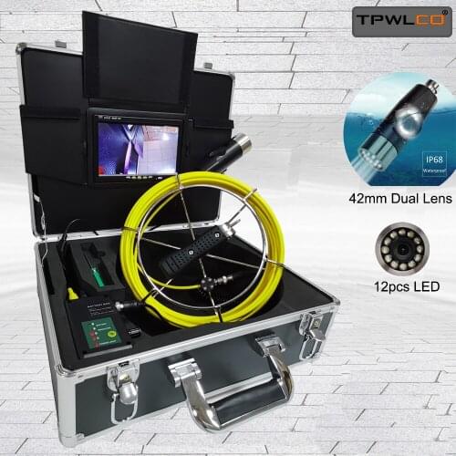 Pipe Camera 42mm Dual Lens 20m 4500mAh Drain Sewer Pipeline Industrial Endoscope Inspection System
