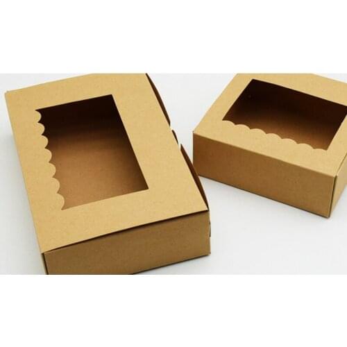 Naturally Kraft Bakery Pie Box With PVC Window Large Cookie Box for Cake Pastries SCVD889