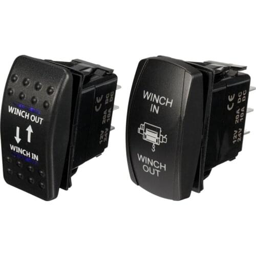12V 20A Winch In Winch Out ON-OFF-ON Rocker Switch 7 Pin LED Blue & 7Pin Laser-Momentary Rocker Switch Winch In Winch Out 12V ON