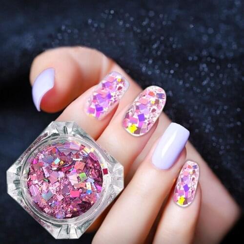 Size Mix Rectangle Nail Art Glitter Flakes 3D Colourful Sequins Polish Manicure Nail Decoration