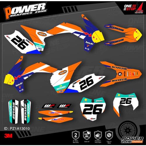 PowerZone Custom Team Graphics Backgrounds Decals 3M Stickers Kit For KTM SX SXF MX 13-15 EXC XCW Enduro 14-16 125 to 500cc 10
