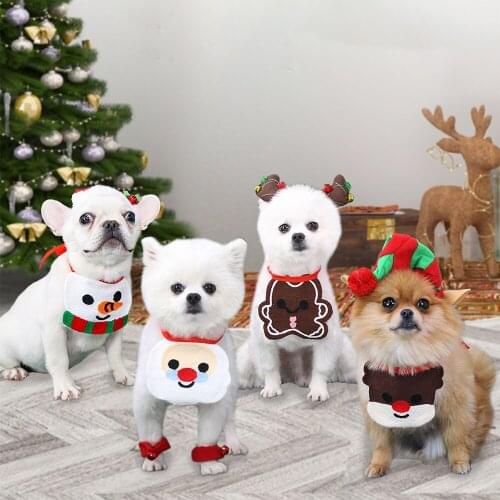 HOT Christmas Style Bib Dog Universal Dog Saliva Towel Cat Bib Triangle Bandage For Dogs Cats Pets