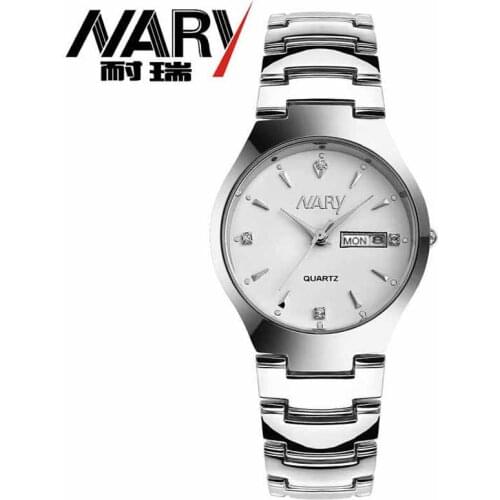 Nary Fashion Ultra Thin Mens Watches Luxury Tungsten-like Steel Date Day Quartz Wristwatches Relogios Masculino Orologio Uomo