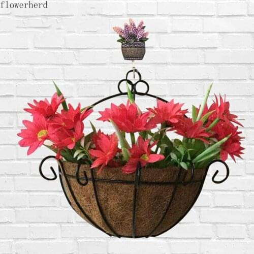 Wall Decoration Coconut Palm Hair Hanging Succulent Wrought Iron Wall Hanging Flower Basket Crafts Wall Hanging Flower Pot