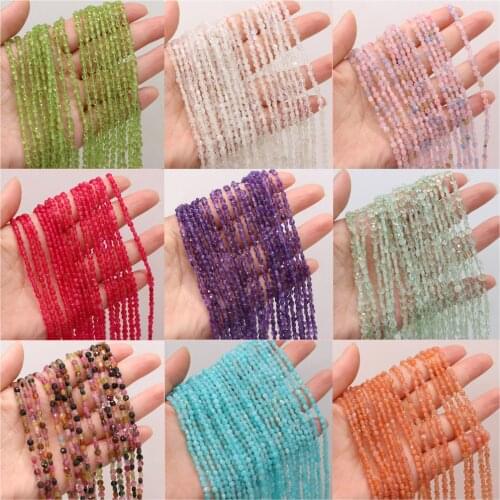 Natural Gem Stone Coin Faceted Bead Amethysts Garnet Rubys Agates Loose Isolation Beads for Jewelry Making DIY Bracelet Necklace