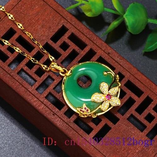 Jade Flower Pendant Amulet Gifts Women Necklace Natural Fashion Chalcedony Jewelry Hetian 925 Silver Charm Chinese