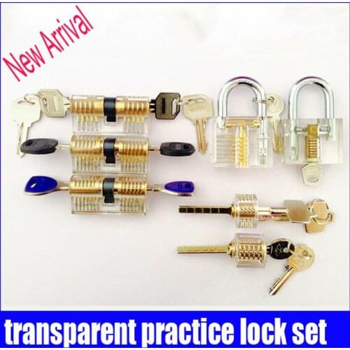 New arrival 7 pcs transparent cutaways practice lock factory sale high quality made in CHina