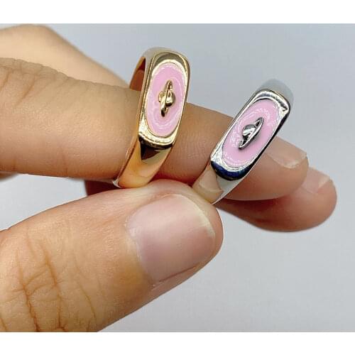 European and American cross-border Saturn element Ring Pink oil dripping ring for women and girls ins style out of the street wi