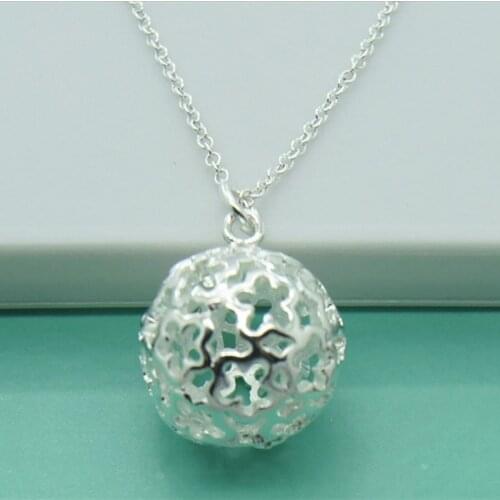 Fashion Jewelry 925 Sterling Silver Necklace Mesh Exquisite Ball Pendant Necklace Silver Chain Gift Men & Women