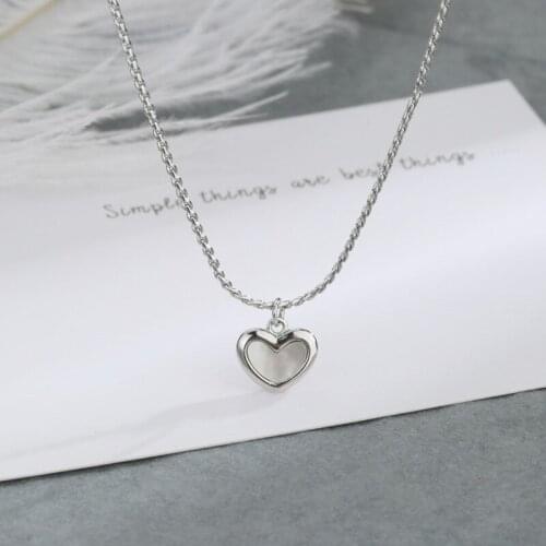 925 Sterling Silver Shell Heart Charm Necklace For Women Girls Creative Pendant Elegant Bohemia Beach Jewelry dz620