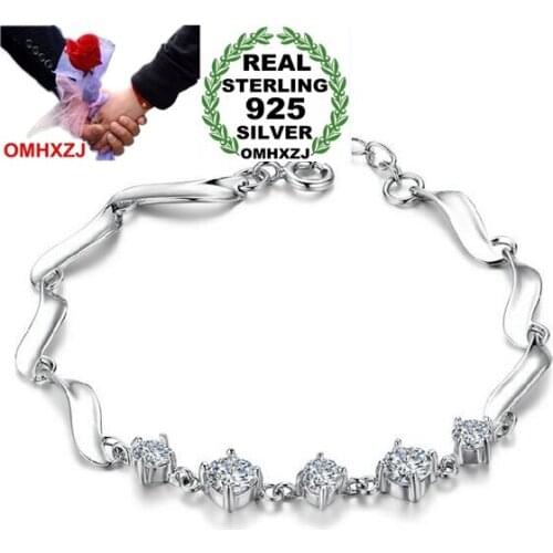OMHXZJ Wholesale Fashion joker present High Quality AAA Zircon 925 Sterling Silver Defend love Gift Women Bracelets Bangles SZ37