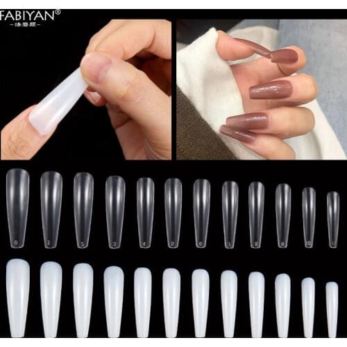 Full Cover Long Ballerina Coffin False Nail Tips Manicure Extension Fingernails Tool Natural/Clear 240/600Pcs Set