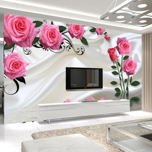 Custom 3D Photo Wallpaper Wall Decals Romantic Rose Flower Modern Living Room TV Background Mural DIY Self-adhesive Wall Sticker