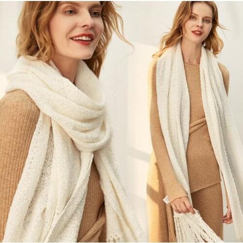 100% Wool Scarf Luxury Brand Solid Scarfs High Quality Natural Fabric Winter Wool Scarfs Ladies christmas gifts for women