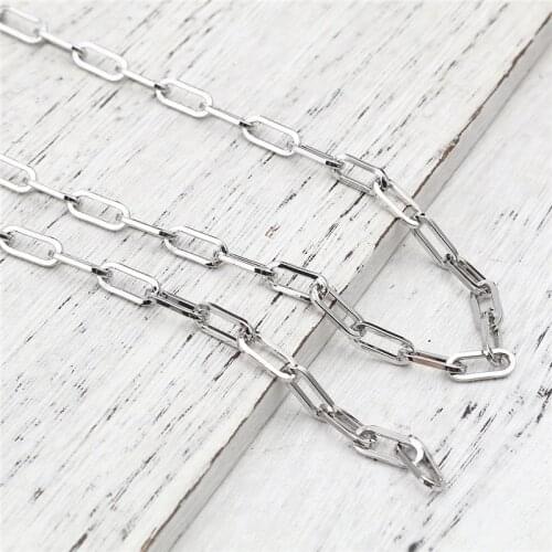 2 Meters Paperclip Link Cable Chains Findings Iron Alloy Silver Color Oval 14mm - 7mm For DIY Necklace Braceket Jewelry Making