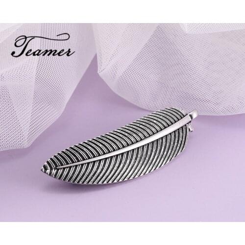 Teamer Vintage Hair Accessories for Women Plant Leaf Hairpins Antique Silver Color Hair Jewelry Accessories Fashion Barrettes