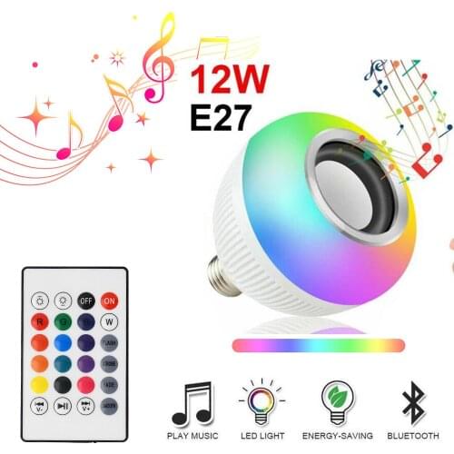 Smart E27 RGB Bulb 12W Wireless LED Music Playing Lamp Bluetooth Speaker Dimmable Light 85-265V With APP Remote Control For Home
