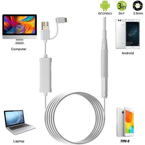 New 3 In 1 Medical Otoscope 3.9Mm Lens Ear Cleaning USB Endoscope HD Visual Ear Spoon For PC Windows Inspection Camera