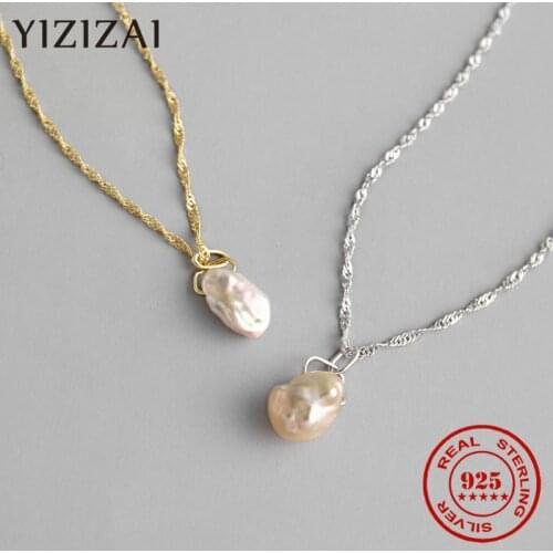 YIZIZAI Genuine 925 Sterling Silver Irregular Baroque Freshwater Pearl Pendant New Handmade Necklace For Women Fine Jewelry