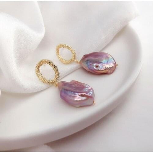 Original Sterling Silver 925 Earring Clip Leaves Baroque Stone Needle Dangle Earrings for Women Wedding Anniversary Jewelry Gift