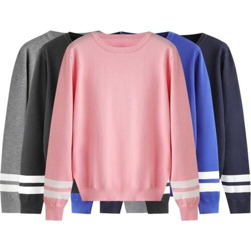 Women Female Autumn Winter Pink Black Sweater Pullover Solid Simple Color Tops Clothing Girls Long Sleeve Sweaters Sweatshirts
