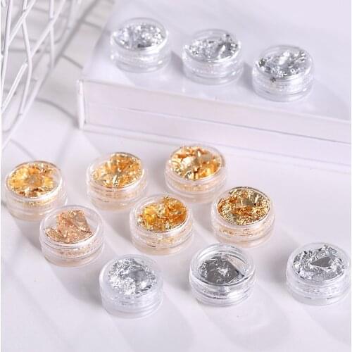 1 Box Beautifully Gold Silver Irregular Aluminum Foil Paper Nail Art Sticker Glitter Manicure Gel Polish Nail Decoration Tools