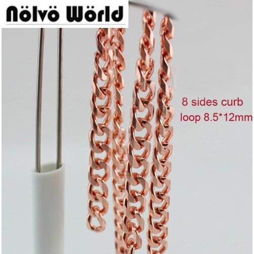 5 meters,loop 8.5*12mm Rose gold lacquer Chain,8 Size curb chains,Bags Purses New Chain Handle