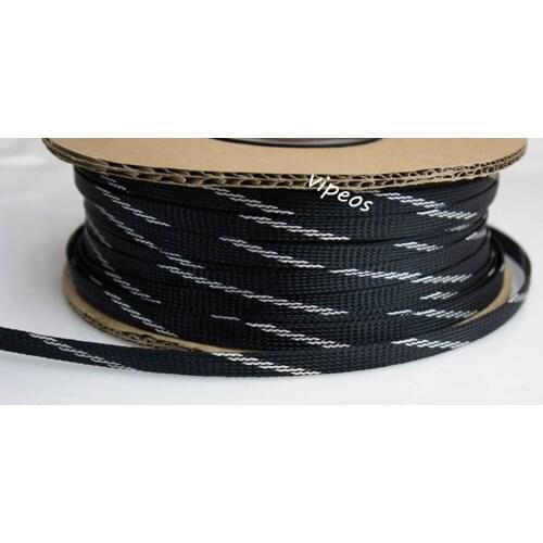 10Meter Braided Cable 9-14mm Wiring Harness Loom Protection/Sleeving - Silver&Black