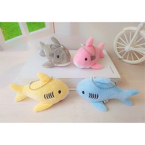 12cm Mini Plush Toy Cute Shark Plush Keychain Womens Car Keyring Pompom Key Chains Women Handbag Key Pendant