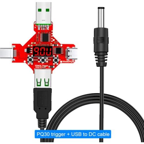 2 IN 1 PD2.0 3.0 Qualcomm QC2.0 3.0 5V9V12V20V Protocol fast charge trigger decoy voltmeter Voltage detector + USB to DC Cable