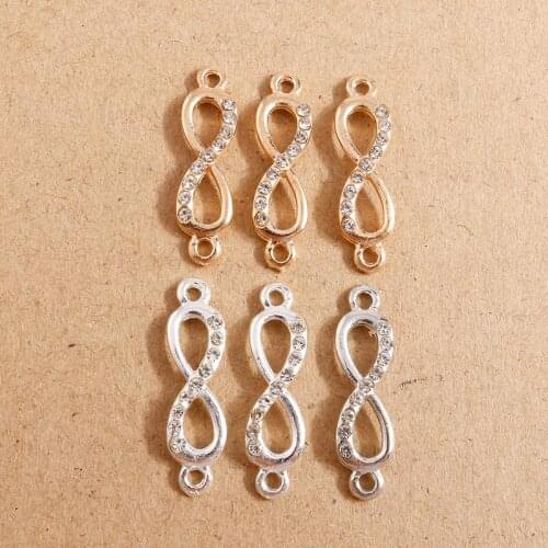 20pcs 8*29mm Crystal Number 8 Connector Charms Infinity Heart Endless Love Pendant for Necklace Bracelets DIY Jewelry Findings