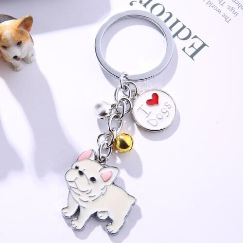 Fashion Jewelry Couple Keychain Pet Dogs Charm car keyring Animal Key chain Metal Bells Gift Women Bag Pendant Diy