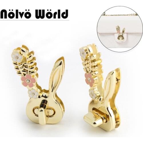 5-10-30sets 36*60mm Light gold Rabbit Shape Twist Locks Metal Hardware Bag Accessories Turn Lock