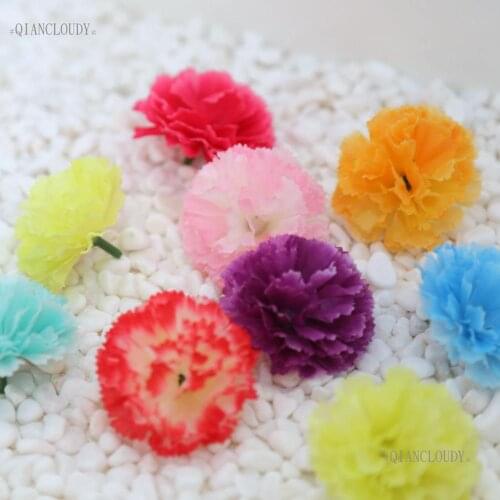 5/30/100 pieces Artificial Carnation Silk Flower Heads for Garland Scrapbook DIY Dress Wreath wedding decoration D33