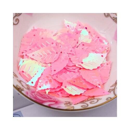 520pcs Leaf Sequins 13*24mm PVC Sewing DIY Garment Accessory Leaves With 2 Holes Pink AB Confetti Spangles