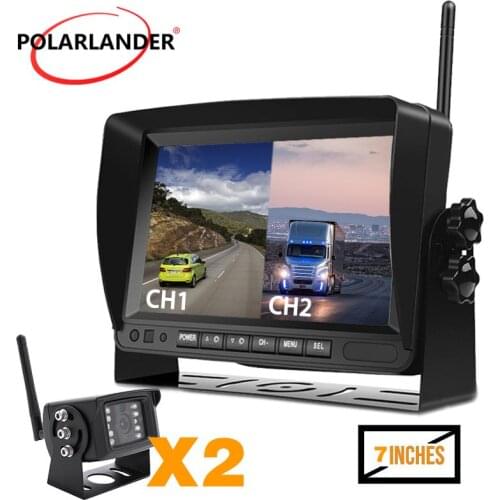 7" U-type 1280x720 Wireless DVR Monitor Split Screen Bus Truck V Display Anti-fog WiFi Camera AHD IPS Loop Record Night Vision