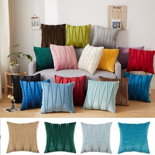 Cushion Cover Soft Solid Color Nordic Home Decorative Pillows Velvet Yellow Pillowcase 45X45 Sofa Throw Pillows For Living Room