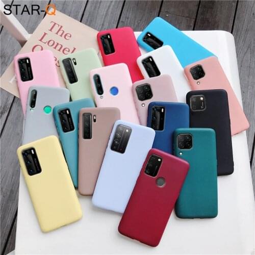 Candy color silicone phone case for huawei p40 lite E p 40 pro honor 9a 9c 9s X10 8a prime 30 10x lite matte soft tpu cover