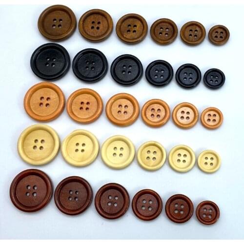 Wooden Sewing Buttons Diy Kids 18mm Black Round Decorate Crafts For Clothing 4-Holes Supplies Handiwork Accessories buttons