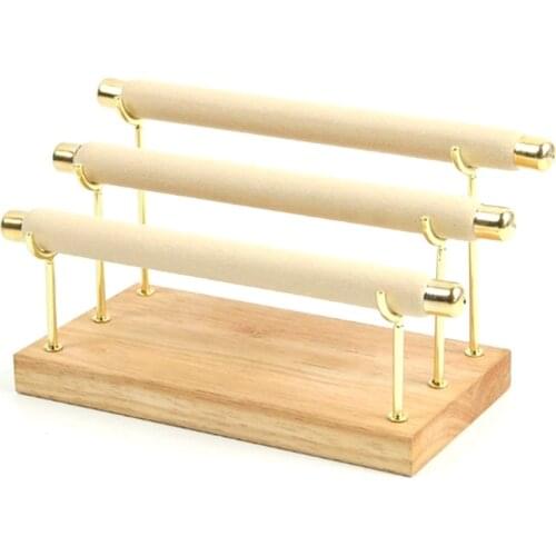 Wooden Jewelry Display Stand Ring Holder T-Bar Display Bracelets Anklets Jewelry Display Stand Packaging Jewelry Tool