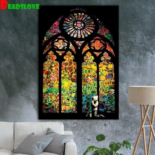 DIY Diamond Painting Picture of Rhinestones diamond embroidery Glass Window Church Home Decoration G12