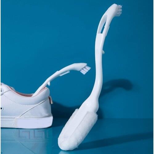 Double-end Shoe Brush Practical Convenient Anti-slip Long Handle Shoes Cleaner Brush Care Multifunction Household Cleaning Brush