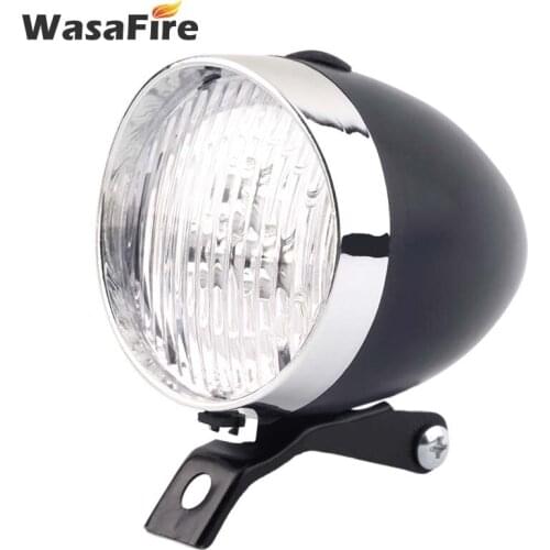 WasaFire Vintage 3 LED Bike Front Light Outdoor Night Riding Safety Warning Bicycle Headlight Retro Cycling Accessories Black