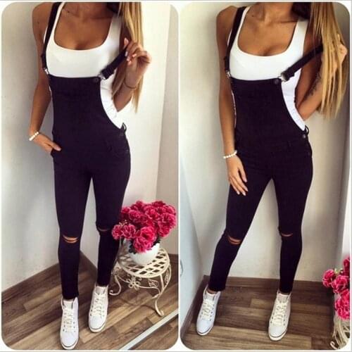 Summer Jumpsuit Women Pants Loose Denim Bib Hole Pants Overalls For Women Jeans Denim Trousers Jumpsuit комбинезон женский лето