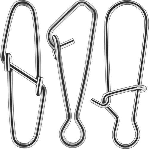 LEDIAO 30Pcs/lot Fast Clip Lock Fishing Connector Stainless Steel Hook Lock Snap Swivels Fishing Tackle Tool for Lures Fishhooks