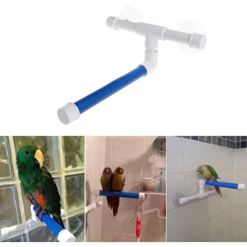 New Foldable Pet Parrot Bird Standing Platform Rack Toy Stand Bath Shower Perches Suction Wall Cup Birds Toys Accessories