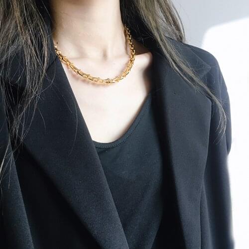 High Quality Brand Jewelry Bamboo Joint Necklace Gold Color Short Choke Necklaces For Women(DJ1510)